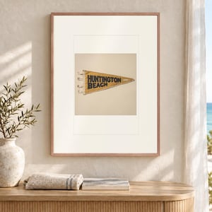 Huntington Beach Surf Pennant Art Print, Framed or Unframed Coastal Poster image 12