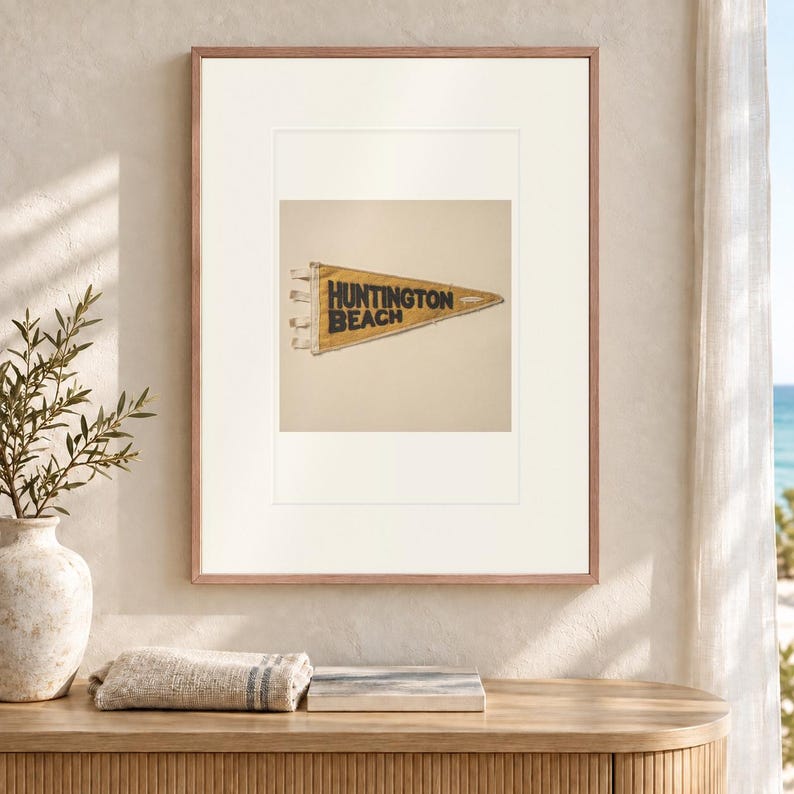 Huntington Beach Surf Pennant Art Print, Framed or Unframed Coastal Poster image 12