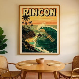 Rincon California Surf Poster | Vintage Beach Print | Coastal Wall Art | Surfing Decor | Printable Wall Art | Digital Download image 5