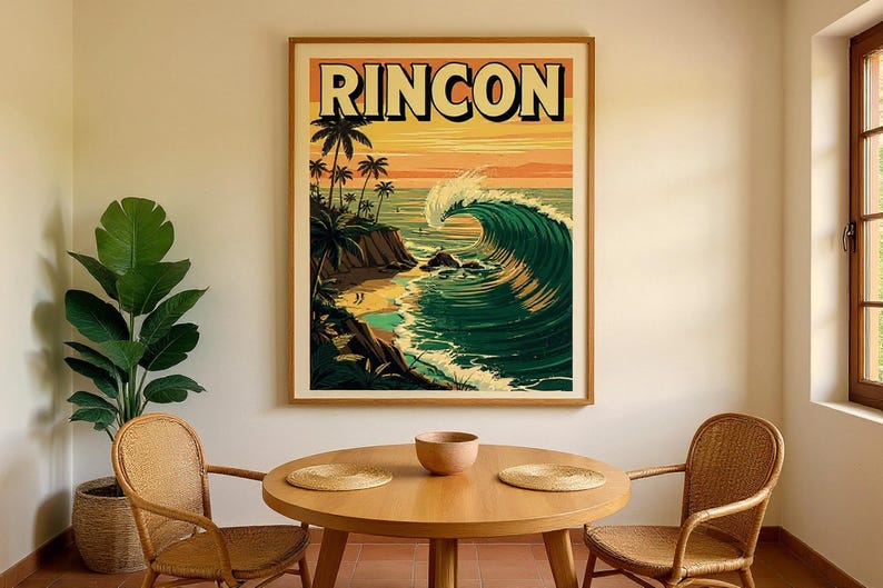 Rincon California Surf Poster | Vintage Beach Print | Coastal Wall Art | Surfing Decor | Printable Wall Art | Digital Download image 5