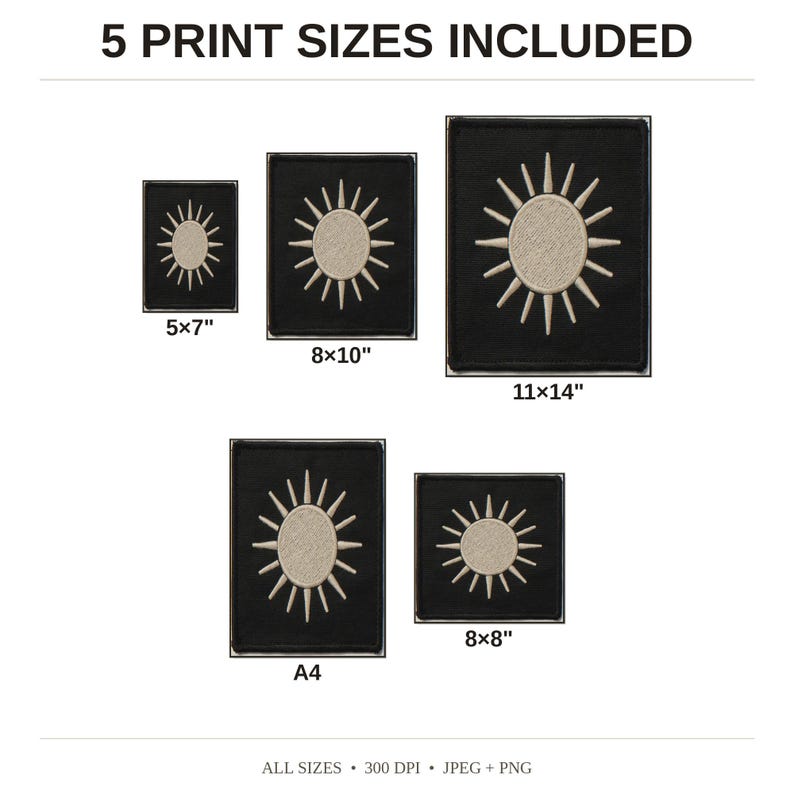 Sun Embroidered Patch Print - available print sizes: 5x7, 8x10, 11x14, A4, and square
