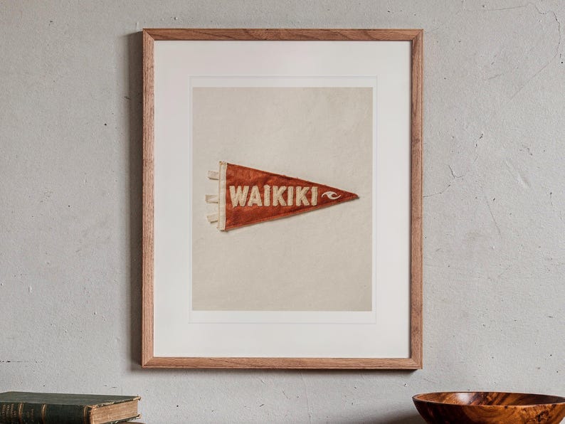 Waikiki, Oahu, Hawaii Surf Pennant Print