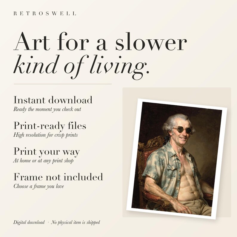 RetroSwell digital download: instant download, print-ready files, print at home or at any print shop. Frame not included.