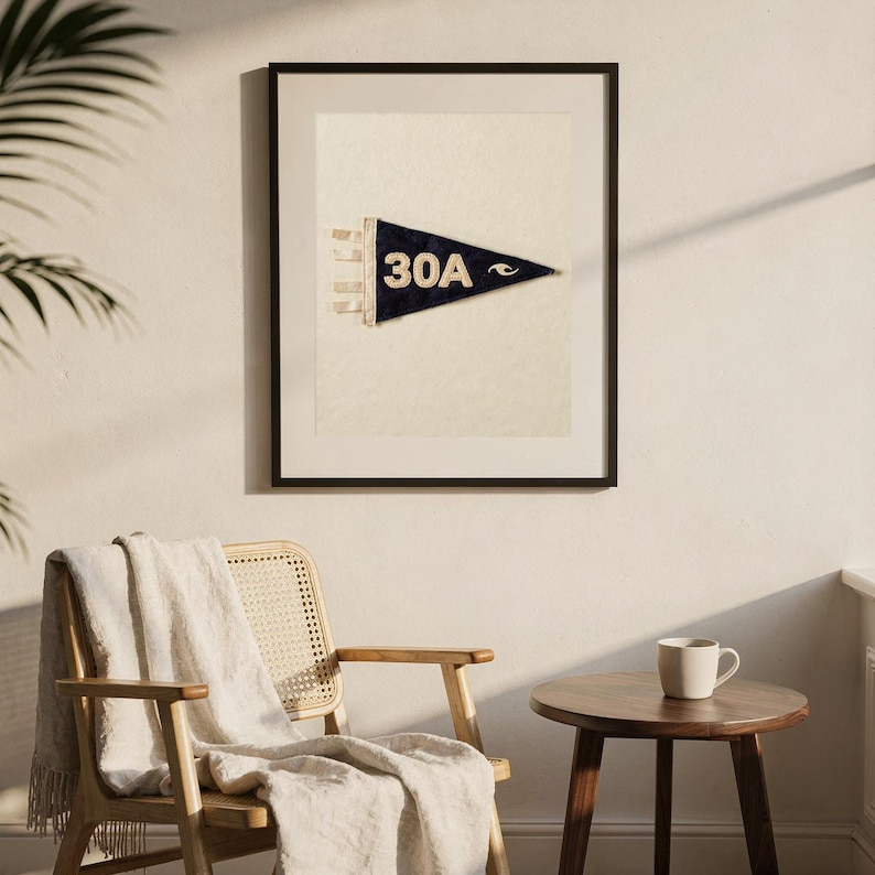 Scenic Highway 30A, Florida Surf Pennant Print | Vintage Felt Pennant Art | Beach House Decor | Retro Surf Wall Art | Printable Digital Down image 7