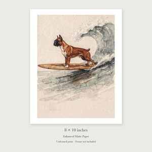 Boxer Surfing unframed 8 by 10 inch print on enhanced matte paper, shown with its white paper border.