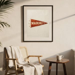 Waikiki, Oahu, Hawaii Surf Pennant Print | Vintage Felt Pennant Art | Beach House Decor | Retro Surf Wall Art | Printable Digital Download image 7