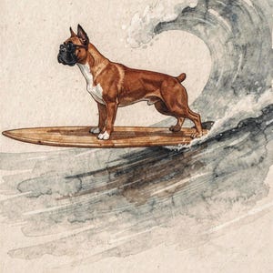 Boxer Surfing full artwork and composition, shown flat without a room setting.