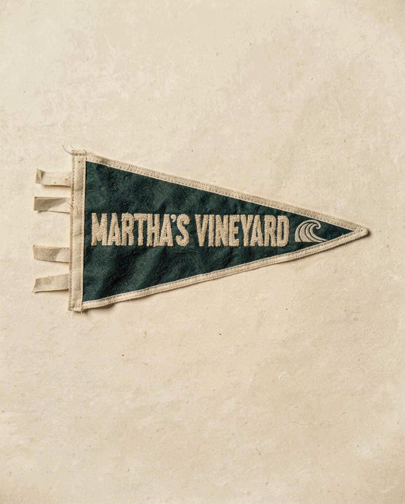 Martha's Vineyard, Massachusetts Surf Pennant Print | Vintage Felt Pennant Art | Beach House Decor | Retro Surf Wall Art | Printable Digital image 2