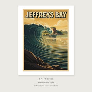 Jeffreys Bay Surf unframed 8 by 10 inch print on enhanced matte paper, shown with its white paper border.