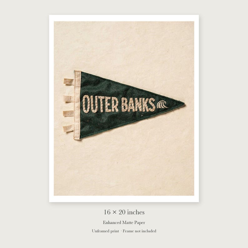 Outer Banks Surf Pennant Art Print, Framed or Unframed Coastal Poster image 9