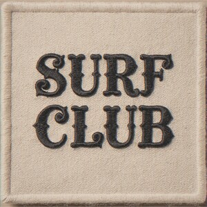 Surf Club embroidered-style patch unframed printed artwork and full composition with its paper border.
