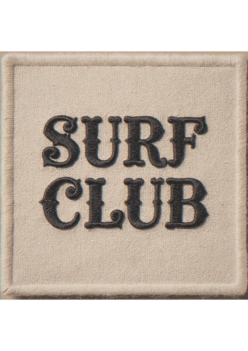 Surf Club embroidered-style patch unframed printed artwork and full composition with its paper border.
