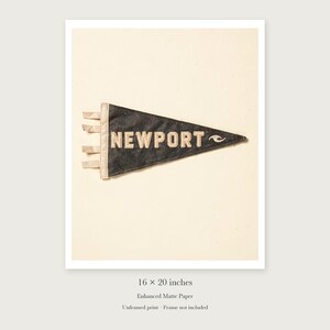 Newport, Rhode Island Surf Pennant unframed 16 by 20 inch print on enhanced matte paper, shown with its white paper border.