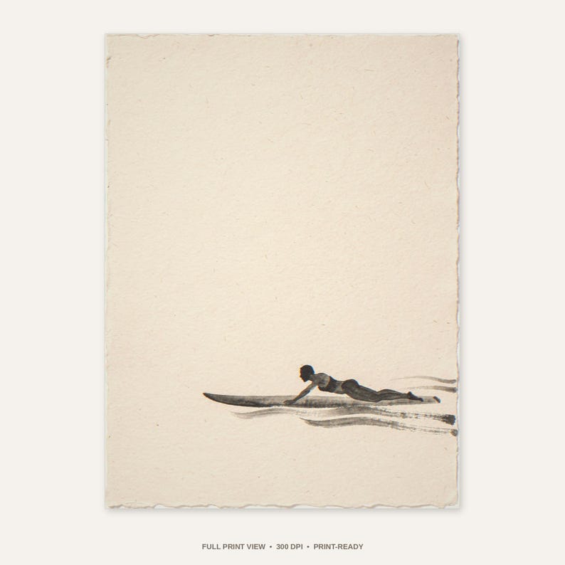 Sumi-e Surfer Ink Painting (Digital Download)