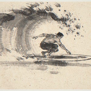 Surfer Cutback Xieyi Ink full artwork and composition, shown flat without a room setting.