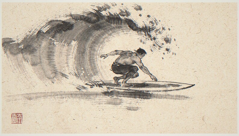 Xieyi Ink Surfer Cutback Print (Digital Download)