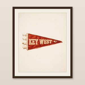 Key West, Florida Surf Pennant Print | Vintage Felt Pennant Art | Beach House Decor | Retro Surf Wall Art | Printable Digital Download image 1