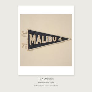 Malibu Surf Pennant Art Print, Framed or Unframed Coastal Poster image 9