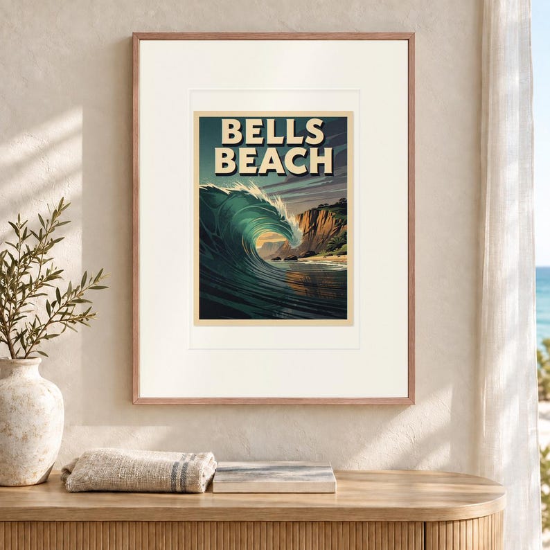 Bells Beach Australia Surf Travel Poster, Framed or Unframed Vintage Style Coastal Print image 12