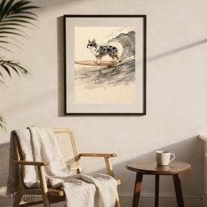 Australian Shepherd Surfing Print | Watercolor Dog Wall Art | Coastal Beach Decor | Printable Instant Download | Aussie Gift image 6
