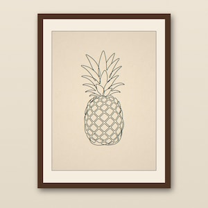 Boho Pineapple Line Art | Minimalist Tropical Print | Coastal Wall Decor | Printable Digital Download