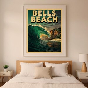 Bells Beach Australia Surf Poster | Vintage Surf Travel Poster | Retro Beach Wall Art | Coastal Decor Printable image 6