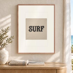 Surf Patch Art Print, Cream, Framed or Unframed Coastal Poster image 12