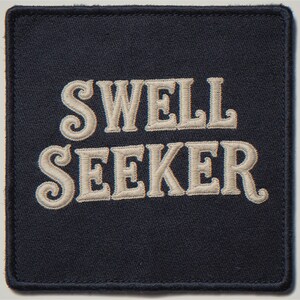 Swell Seeker embroidered-style patch unframed printed artwork and full composition with its paper border.