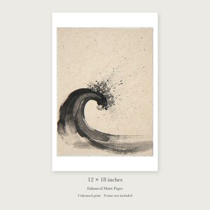 Curling Wave Ink Style unframed 12 by 18 inch print on enhanced matte paper, shown with its white paper border.