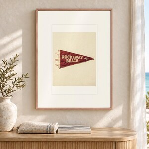 Rockaway Beach Surf Pennant Art Print, Framed or Unframed Coastal Poster image 2