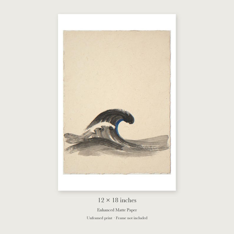 Curling Wave Ink Style unframed 12 by 18 inch print on enhanced matte paper, shown with its white paper border.