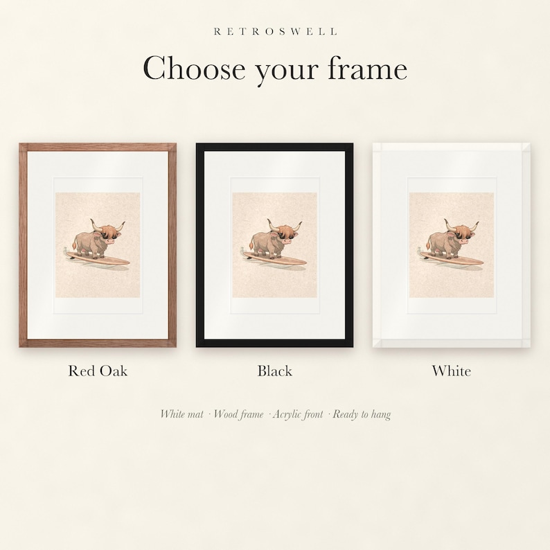 Highland Cow Surfing Print