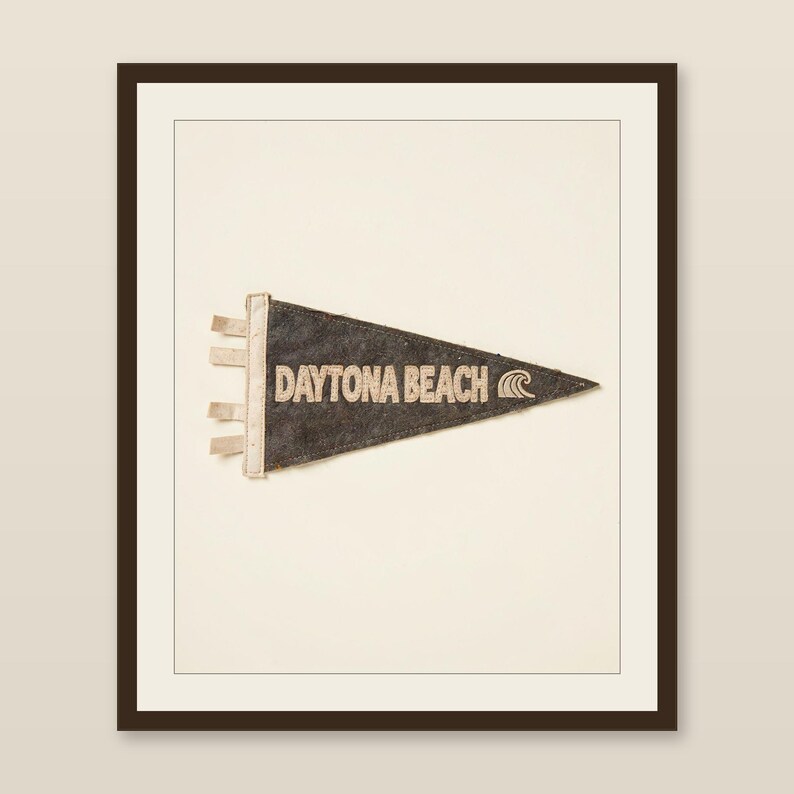 Daytona Beach, Florida Surf Pennant Print | Vintage Felt Pennant Art | Beach House Decor | Retro Surf Wall Art | Printable Digital Download image 1
