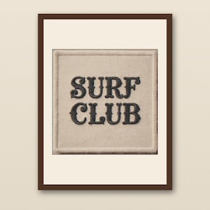 Surf Club Patch Print | Vintage Embroidered Patch Wall Art | Retro Surf Decor | Printable Beach House Art