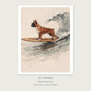 Boxer Surfing unframed 16 by 20 inch print on enhanced matte paper, shown with its white paper border.