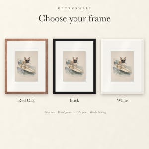 French Bulldog Surfing Art Print, Framed or Unframed Watercolor Style Dog Poster image 4