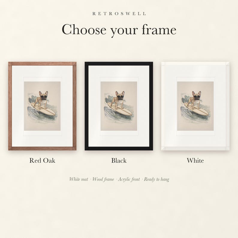 French Bulldog Surfing Print