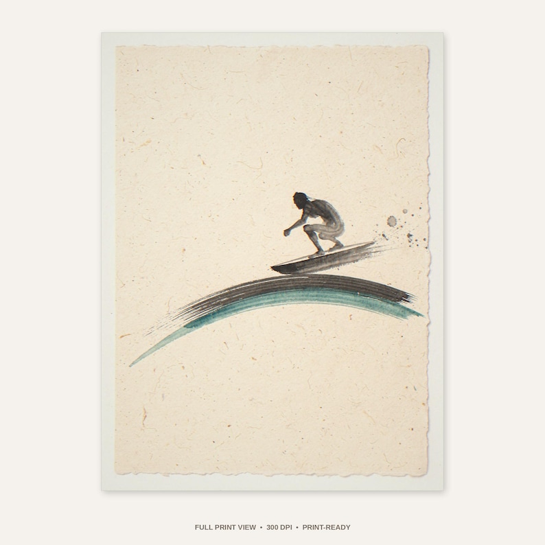 Sumi-e Surfer Art Print (Digital Download)