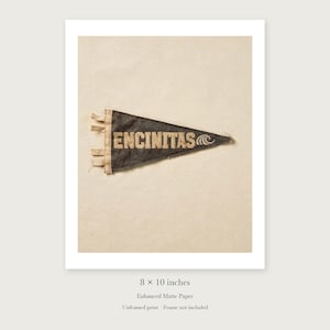 Encinitas, California Surf Pennant Art Print, Framed or Unframed Coastal Poster image 7