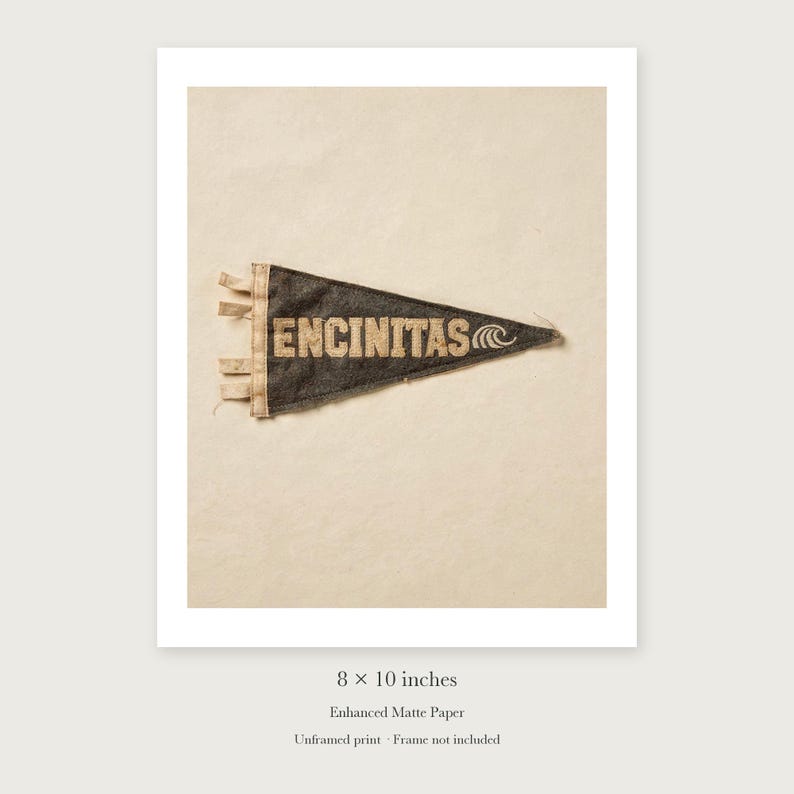 Encinitas, California Surf Pennant Art Print, Framed or Unframed Coastal Poster image 7