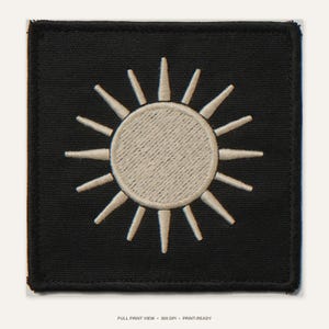 Sun Embroidered Patch Print - full unframed print view, 300 DPI print-ready quality