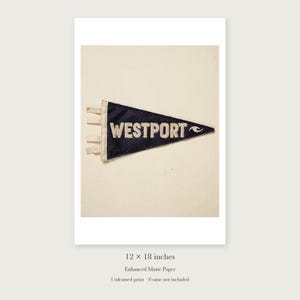 Westport Surf Pennant unframed 12 by 18 inch print on enhanced matte paper, shown with its white paper border.
