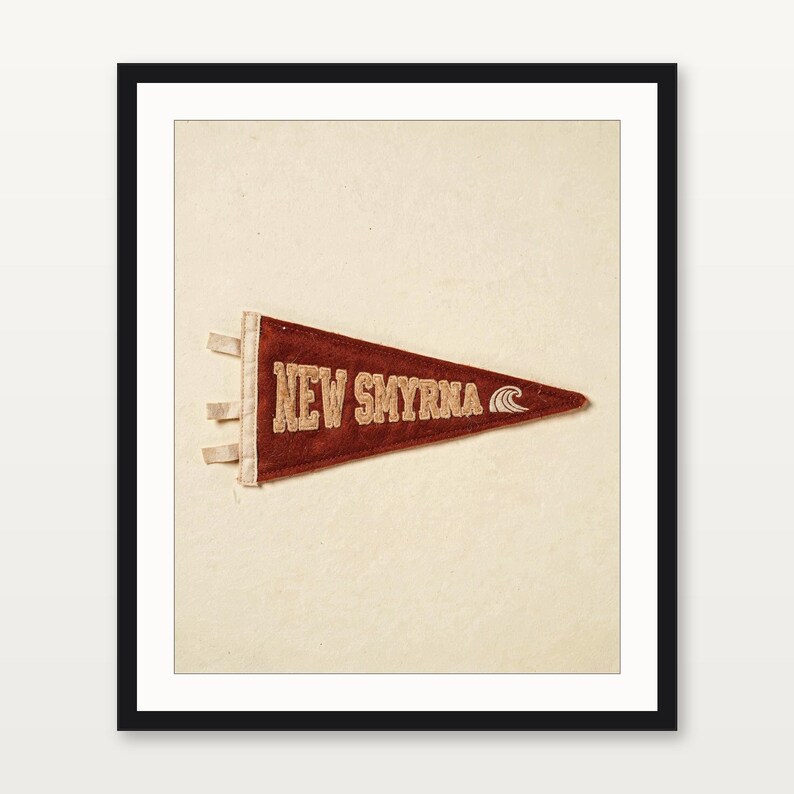 New Smyrna Beach, Florida Surf Pennant Print | Vintage Felt Pennant Art | Beach House Decor | Retro Surf Wall Art | Printable Digital Downlo image 3