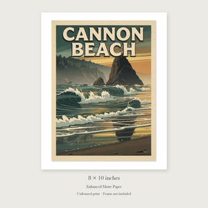 Cannon Beach Oregon Surf unframed 8 by 10 inch print on enhanced matte paper, shown with its white paper border.