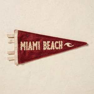 Miami Beach, Florida Surf Pennant Print | Vintage Felt Pennant Art | Beach House Decor | Retro Surf Wall Art | Printable Digital Download image 2