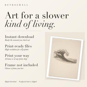 Vintage Wave Etching Print | Vintage Surf Wall Art (Digital Download) image 4