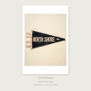 North Shore, Oahu Surf Pennant unframed 12 by 18 inch print on enhanced matte paper, shown with its white paper border.