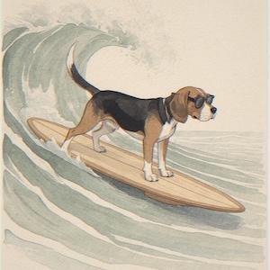 Beagle Surfing full artwork and composition, shown flat without a room setting.