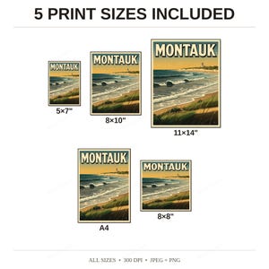 Montauk Surf Poster - available print sizes: 5x7, 8x10, 11x14, A4, and square