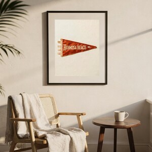 Hermosa Beach, California Surf Pennant Print | Vintage Felt Pennant Art | Beach House Decor | Retro Surf Wall Art | Printable Digital Downlo image 9